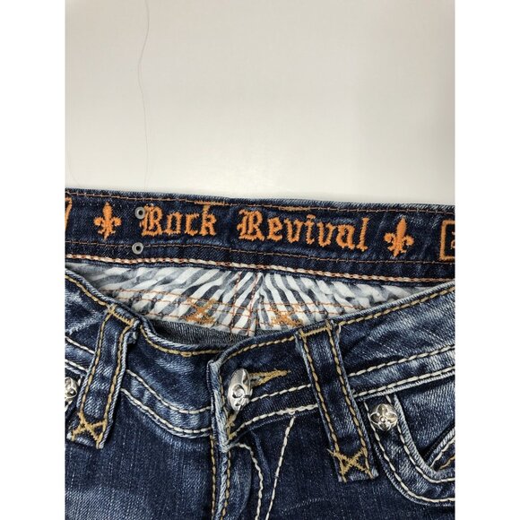 Rock Revival Johanna Women’s 27x19 Blue Denim Jeans Capri Distressed - Picture 5 of 8